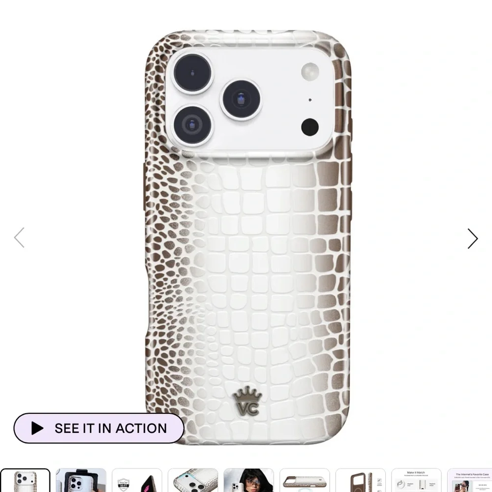 Velvet Caviar White Croc-Embossed iPhone Case with Beige Accent 17 PRO MAX - Picture 1 of 2